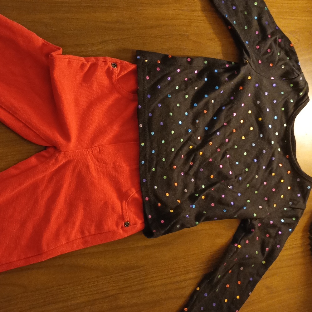 Garanimals, 3T pink pants, and long sleeve polka dot shirt